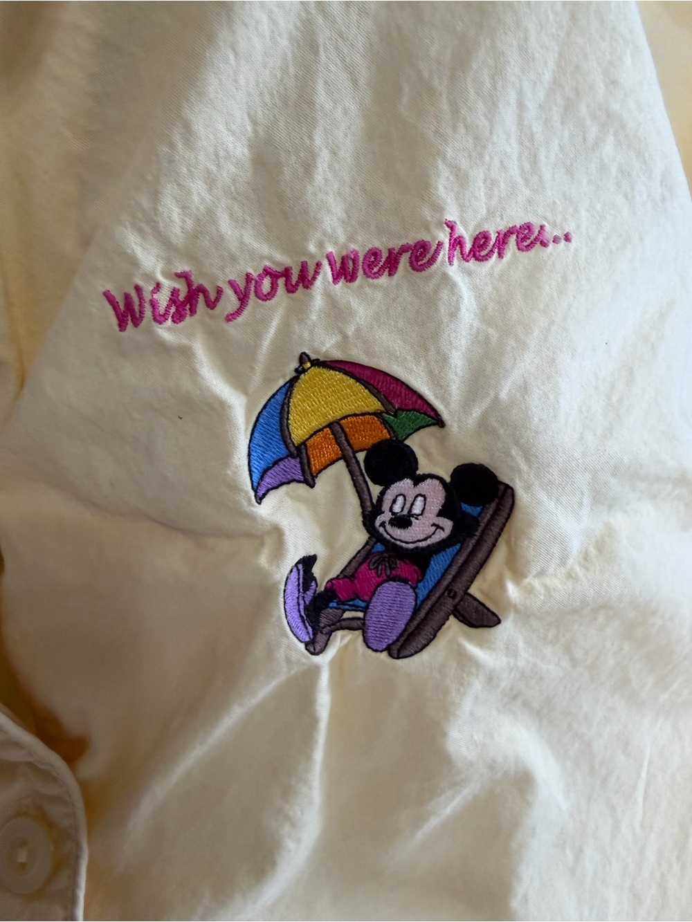 VTG 90s Disney World Mickey Mouse Embroidered Pajamas Set Women Small Cotton - Picture 9 of 16